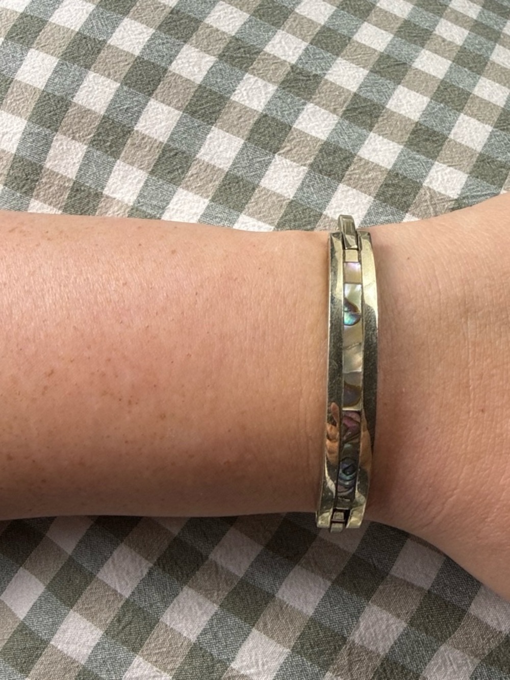 Mother-of-Pearl Inlay Bangle Bracelet - Women Jewelry